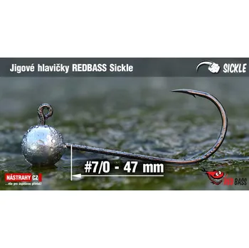 Rybářský háček Jigová hlavička REDBASS Sickle #7/0 - 47 mm - #7/0 - 10 g, 5 ks