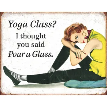 Plechová cedule Plechová cedule Ephemera - Yoga Class 32 cm x 40 cm