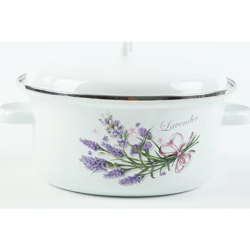 Hrnec Olymp Levandule, kónický smaltovaný kastrol s poklicí 23,5 cm, 4 l