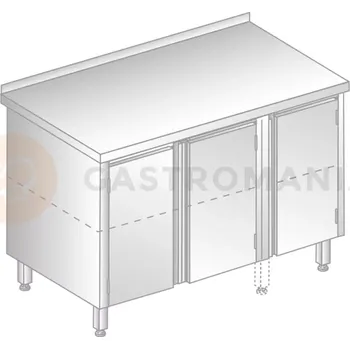 Nerezový dřez Stůl přístěnný z nerezové oceli se 2 skříňkami 1300x600x850 mm | DORA METAL, DM-3125