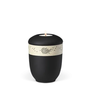 Smuteční dekorace Keramická miniurna Nature Black - List