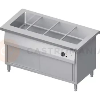 Zahradní skříň Stůl s vodní lázní 4xGN 1/1, jednokomorový, posuvná dvířka, vrchní deska z nerezové oceli | STALGAST, ST 220