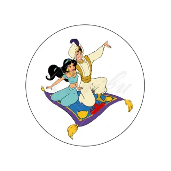 Jedlá dekorace na dort ALADIN A JASMÍNA na koberci, VARIANTA Jedlý papír 292