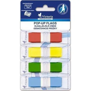 Samolepící bloček Záložky se zásobníkem, mix barev, 4x36 lístků, 43x12,5 mm, VICTORIA