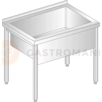 Nerezový dřez Stůl přístěnný z nerezové oceli s jednokomorovou vanou 1200x700x850 mm, výš. komory = 400 mm | DORA METAL, DM-3235