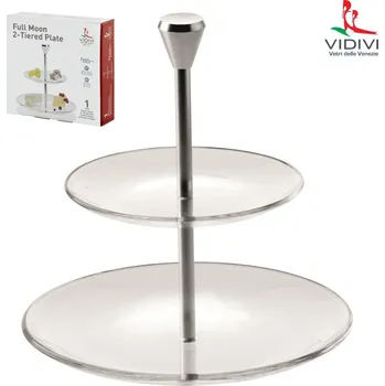 VIDIVI VIDIVI, 2 patrový skleněný podnos (etažérka) FULL MOON, 15 / 21 cm