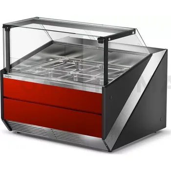 Vyhřívaný modulární pult s tvrzeným, rovným, svislým sklem, horním otvíráním a deskou z nerezové oceli 1345x1200x1210 mm | RAPA, L-X/DHBM