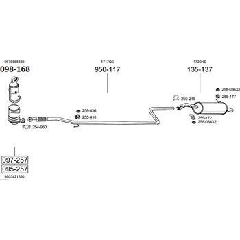 Výfukový systém výfuková trubka střední Bosal 950-117