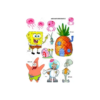 Jedlá dekorace na dort SPONGEBOB postavy, VARIANTA Jedlý papír 803