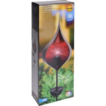 Svítilna KOOPMAN Koopman, Solární LED svítilna s rotační koulí 17 cm, výška 130 cm, červená