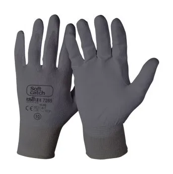 Pracovní rukavice INDUSTRIAL RUKAVICE NYLON DLAŇ MÁČENÁ POLYURETAN -BARV.ŠEDÁ - 2 KATEG. 07285