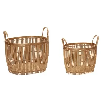 Úložný box Přírodní bambusové koše s úchyty
