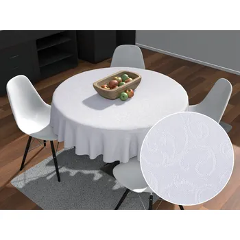 ubrus Teflonový kulatý ubrus TF-078 Ornamenty - studená bílá Ø 50 cm