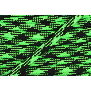 Paracord 550 fluorescentní zelená x černá Jednotka: 10m