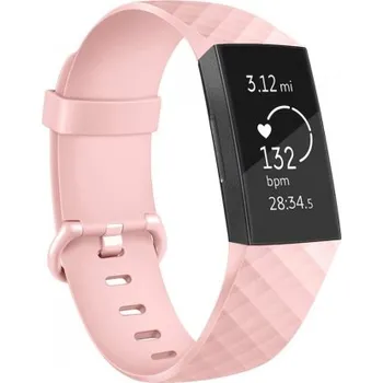 Řemínek na hodinky BSTRAP | BStrap Silicone Diamond (Small) reminek na Fitbit Charge 3 / 4, sand pink (SFI008C09)