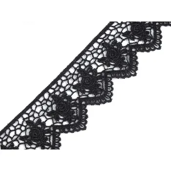 Krajka Vzdušná krajka šíře 45 mm benátská METRÁŽ - 2 černá
