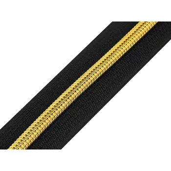 Zip Zip spirálový No 5 s metalickými zoubky metráž - 4 (322) černá zlatá