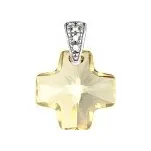 Přívěsek stříbrný Křížek champagne Swarovski Elements