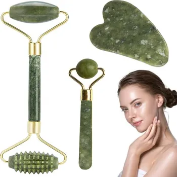 Masážní přístroj Sada nefritových masážní válečků na obličej JADE
