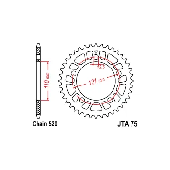 Řetězová sada pro motocykl JT-Sprockets JTA75-42 řetězová rozeta zadní duralová