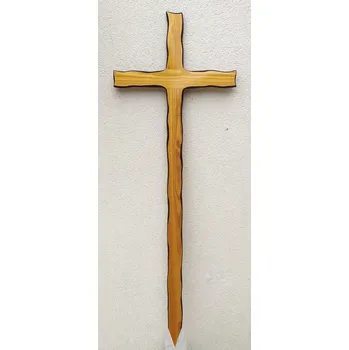 Smuteční dekorace Kříž modřínový imitace odkorového dřeva