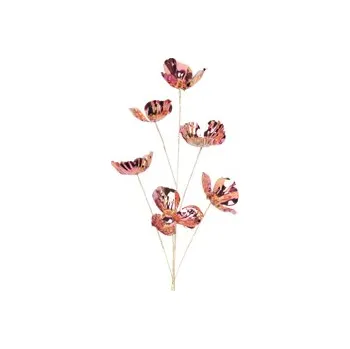 Vánoční dekorace KOOPMAN Dekorace - Květ na stonku 69 cm, holografická růžová 451388