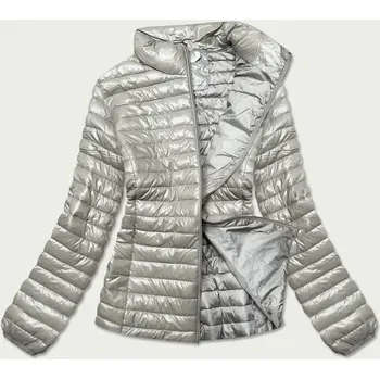 Lesklá béžová dámská prošívaná bunda (N-6107-63) odstíny béžové 48