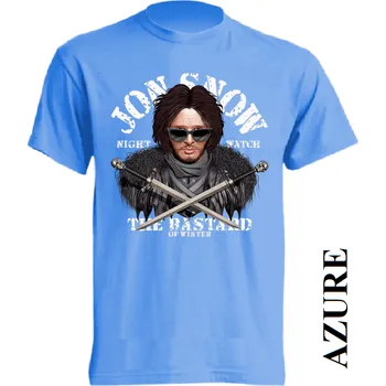 Dívčí tričko detske-bavlnene-levne-tricko-potisk-jon-snow-hra-truny Barva: Azure - azurově modrá, velikost: 164