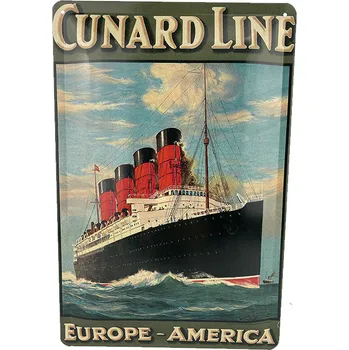 Plechová cedule Nostalgishe Plechová Cunard Europe America two 20 x 30 cm