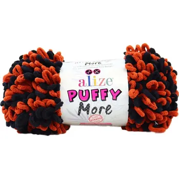 Příze Alize příze Puffy More 6262 cihlově hnědá a černá