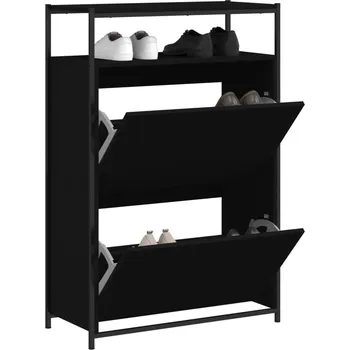 Botník Petrashop Botník černý 75 x 34 x 112 cm kompozitní dřevo Černý840034