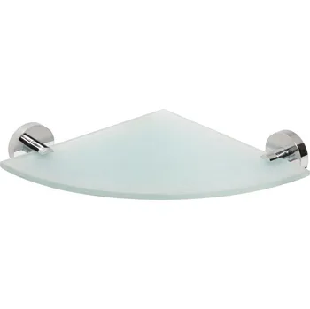 Policová skříň Sapho X-ROUND E skleněná polička rohová 235x255mm, chrom