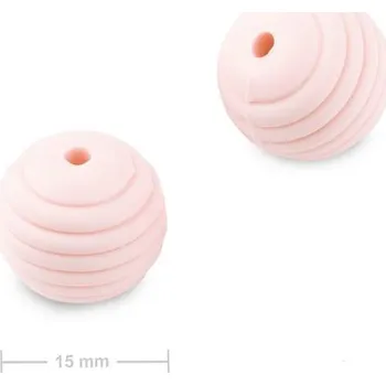 Dětské navlékací korálky Silikonové kulaté korálky s vroubky 15 mm Baby Pink