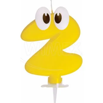 Dortová svíčka Svíčka číslová se stojánkem "2" 80 mm [1 ks]