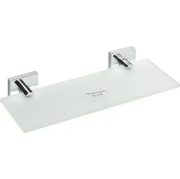 Policová skříň Sapho X-SQUARE polička skleněná 300x55x130mm, mléčné sklo, chrom