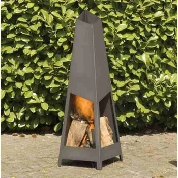 Zahradní krb Wanders FLINTSTONE černý - ocelový venkovní krb, černý lak