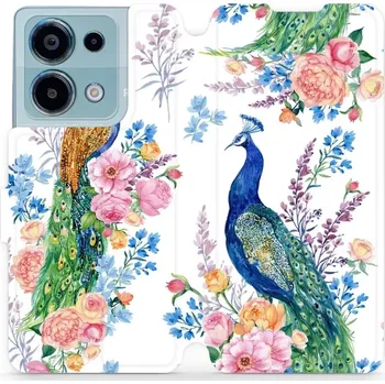 Pouzdro na mobilní telefon Flipové pouzdro Mobiwear - Xiaomi Redmi Note 13 Pro 4G / Poco M6 Pro 4G - MX08S Pávi (Knížkové flip pouzdro, obal, kryt na mobil Xiaomi Redmi Note 13 Pro 4G / Poco M6 Pro 4G - MX08S Pávi, materiál Umělá kůže + TPU - ochrana 360°, stojánek, silikonová)