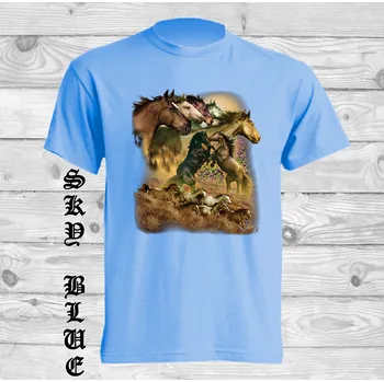 Dívčí tričko detske-levne-bavlnene-tricko-potisk-divoky-kun Barva: Sky blue - nebesky modrá, velikost: 104