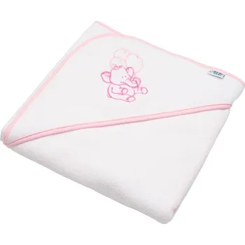 New Baby Dětská froté osuška s výšivkou a kapucí 80 x 80 cm bílá sloník