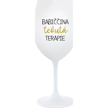Sklenice BABIČČINA TEKUTÁ TERAPIE - bílá sklenice na víno 350 ml