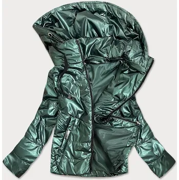 Zelená lesklá dámská bunda s kapucí (B9575) odstíny zelené 50