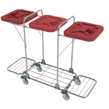 Odpadkový koš VK 120 - 3R vozík na třídění odpadu a prádla, ruční otevírání plast - VK - červený