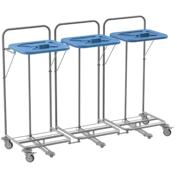 Odpadkový koš VK 120 - 3N vozík na třídění odpadu a prádla, nožní otevírání plast - VK - modrý