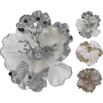 Vánoční dekorace KOOPMAN Dekorace - Květ 15x12 cm, mix / 1ks 448833