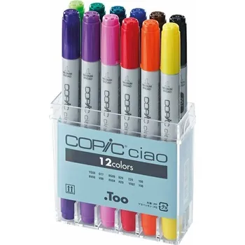 Copic, 22075312, Copic Ciao, oboustranné popisovače, Basic tone, 12 ks
