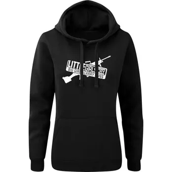 Dámská mikina Dámská mikina s kapucí LITTLE GIRLS CRY BIG GIRLS CARRY GUNS M249 - černá