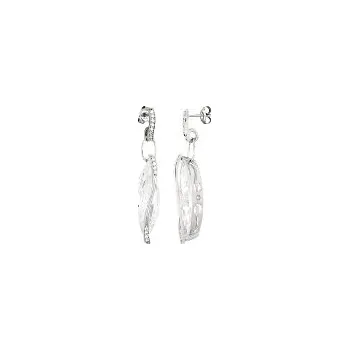 Náušnice Náušnice stříbrné visací Ovál bílý syntetický zirkon
