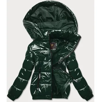 Lesklá zelená dámská bunda se stahovacím lemem (LD7250BIG) odstíny zelené 46