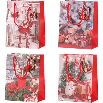 Nákupní taška Autronic Taška dárková papírová, mix 4 druhů, cena za 1 kus, vánoční motiv - SF35178