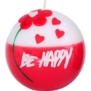 Svíčka Koule 80mm Be Happy svíčka 226 gram